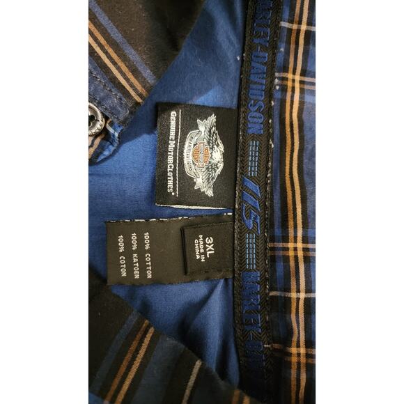 Harley Davidson 115th Anniversary Button-down Short Sleeve Shirt Plaid Size 3XL - Picture 6 of 8